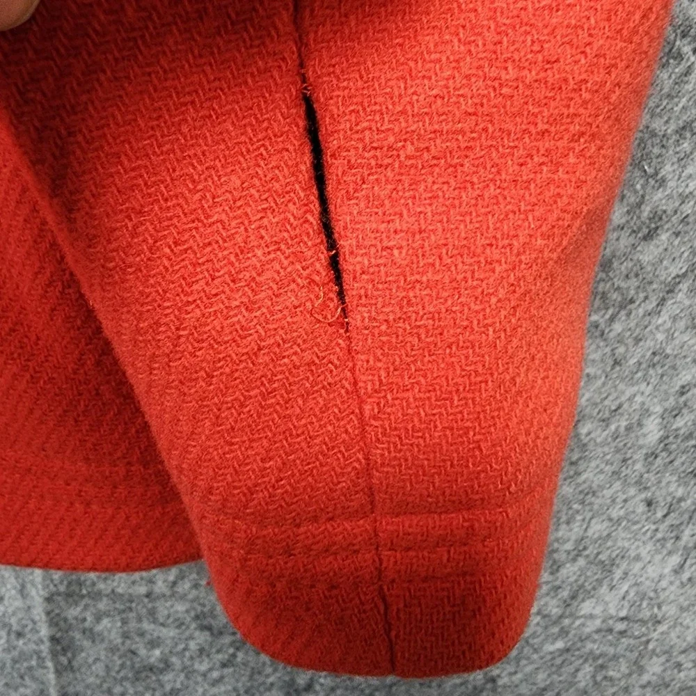 J. Crew Pea Coat Women 4 Red Stadium Cloth by Nello Gori Gold Buttons FLAWS READ - Picture 3 of 14